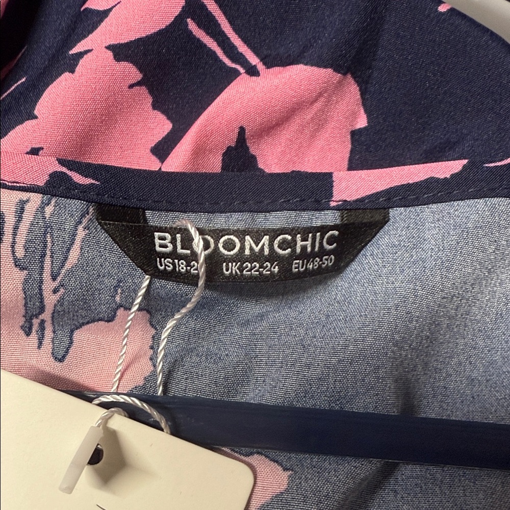 BloomChic Navy and Pink Floral Midi Dress - Picture 4 of 5